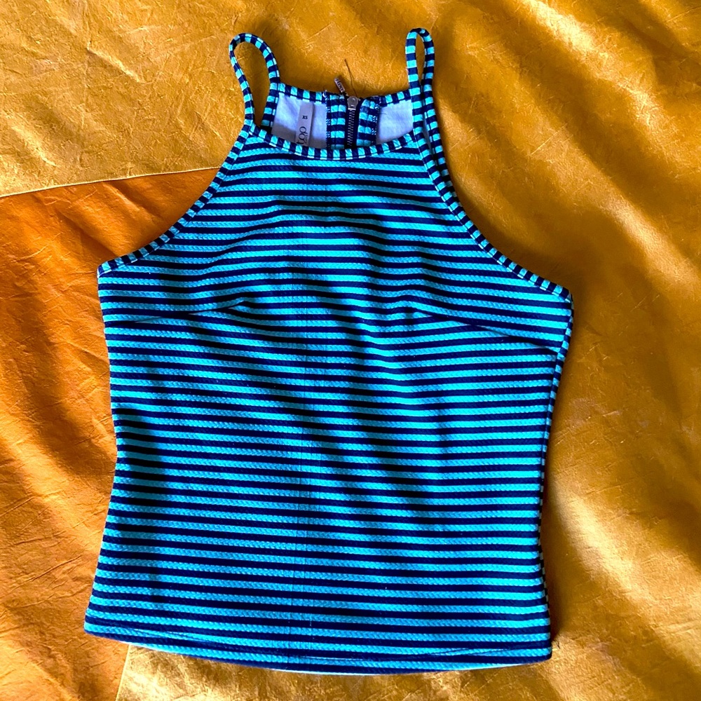 Striped Zipper Tank Top